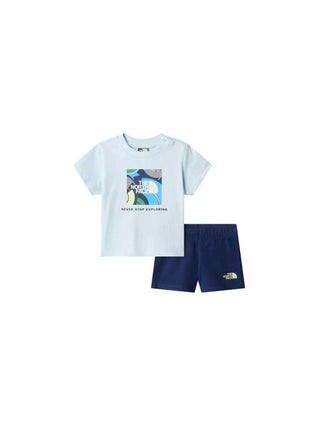 The North Face completo neonato T-shirt e shorts celeste blu
