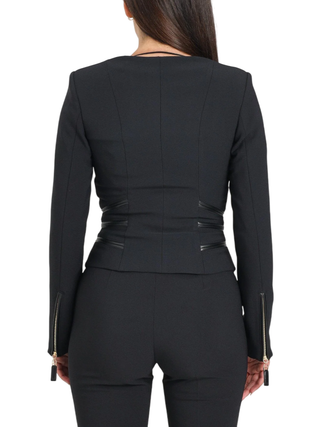 Elisabetta Franchi giacca slim in crepe con zip nero GI17356E2 110 ELISABETTA FRANCHI 