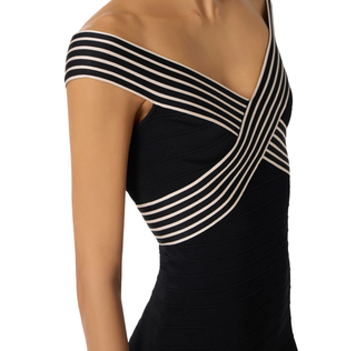 Elisabetta Franchi abito lungo in maglia nero panna