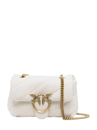 Pinko borsa a spalla Love Bag Mini Puff in pelle trapuntata bianco oro 100039-A0F2 Z14Q PINKO