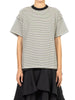 Vicolo T-shirt donna in cotone a righe panna nero
