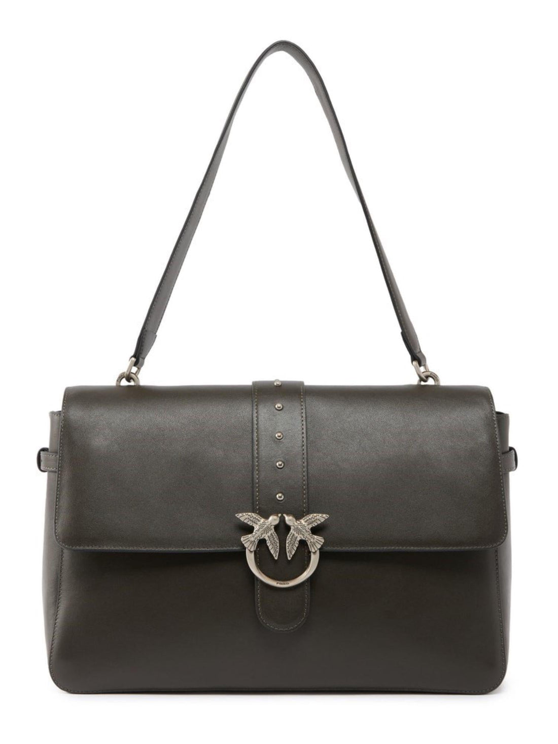 Pinko borsa Love One Extra Slouchy in pelle verde bosco