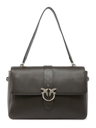 Pinko borsa Love One Extra Slouchy in pelle verde bosco