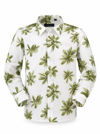 Emanuel Pris camicia bambino in fantasia floreale bianco verde