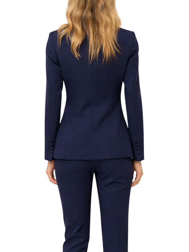 Silence giacca doppiopetto con collo strass blu