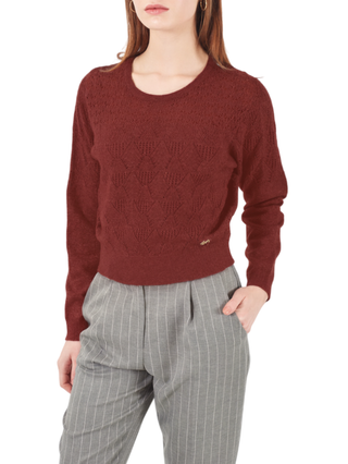 Yes Zee maglia traforata lurex bordeaux M018-IQ00 0580 YES-ZEE 