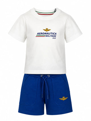 Aeronautica Militare completo estivo bambino T-shirt e shorts bianco azzurro