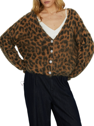 Relish cardigan Ilus in fantasia animalier beige nero ILUS 1997 RELISH 