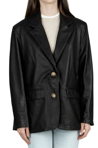 Vicolo giacca blazer donna in pelle nero
