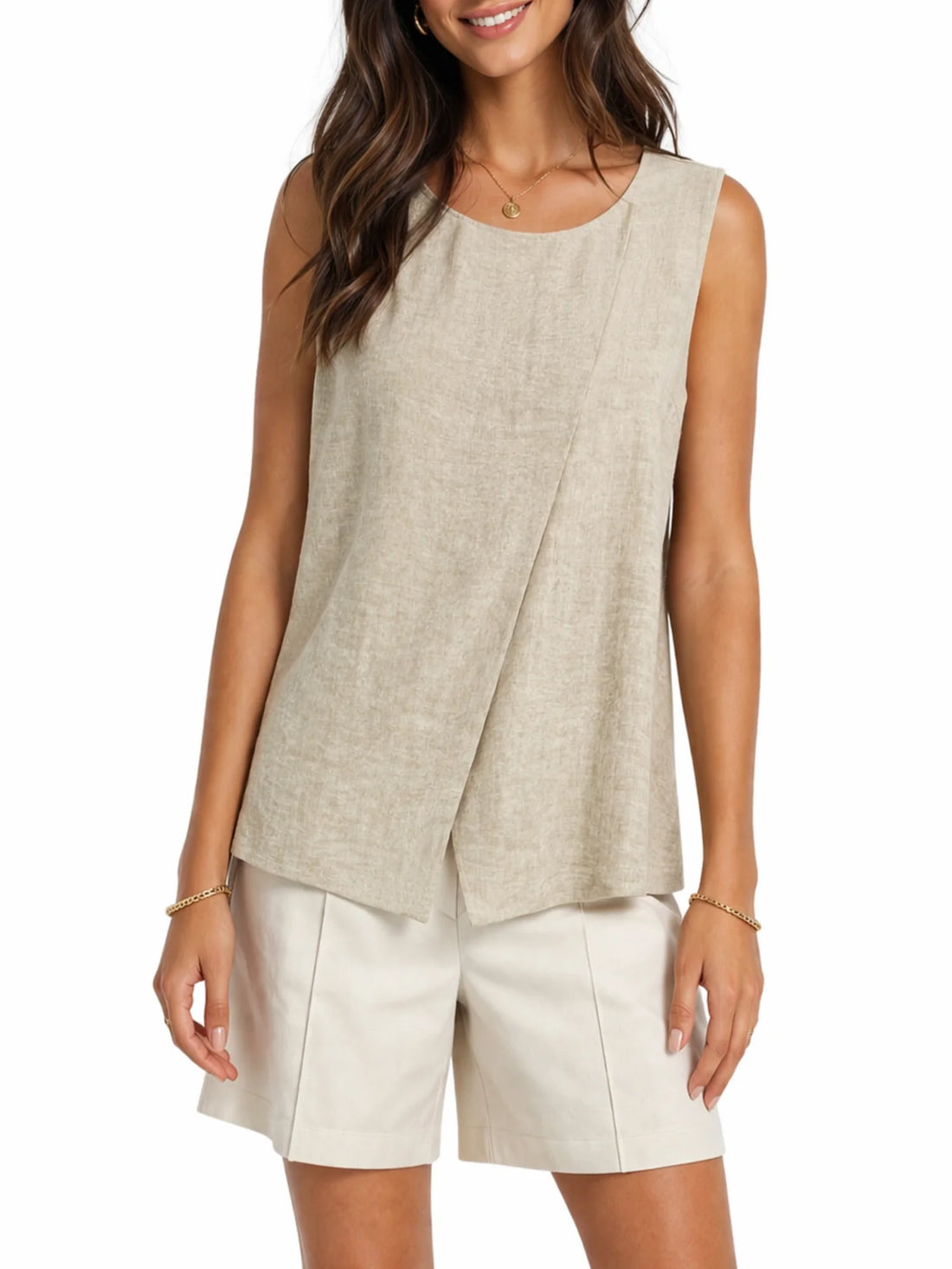 Lola By Sandro Ferrone top smanicato a incrocio beige