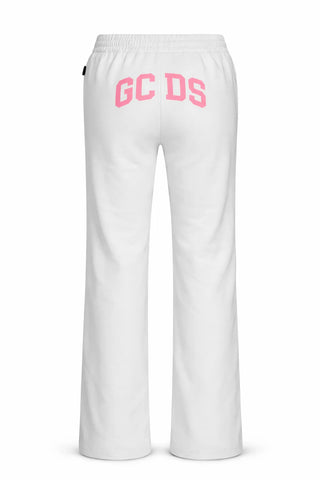 GCDS pantaloni bambina in felpa wide leg bianco
