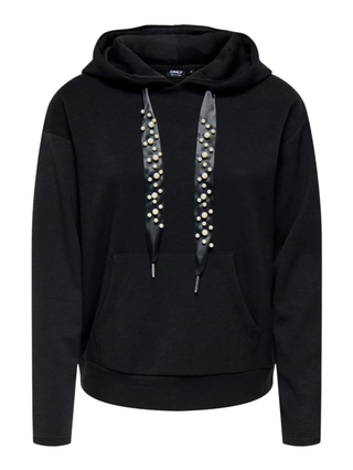 Only felpa con cappuccio Onlfancy nero 15303838 BLACK-PEARL STRINGS ONLY 