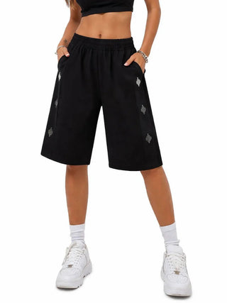 County of Milan bermuda donna con logo iconico strass nero
