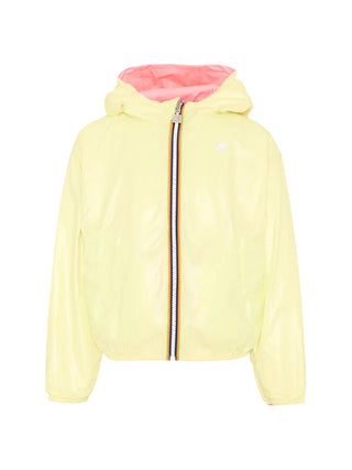 K-Way giubbino reversibile bambina con cappuccio rosa giallo