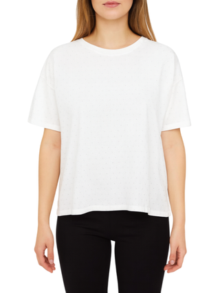 Lola by Sandro Ferrone T-shirt misto modal con strass panna L98YBFSCIUPA PANNA-CRYSTAL Lola BY S.FERRONE