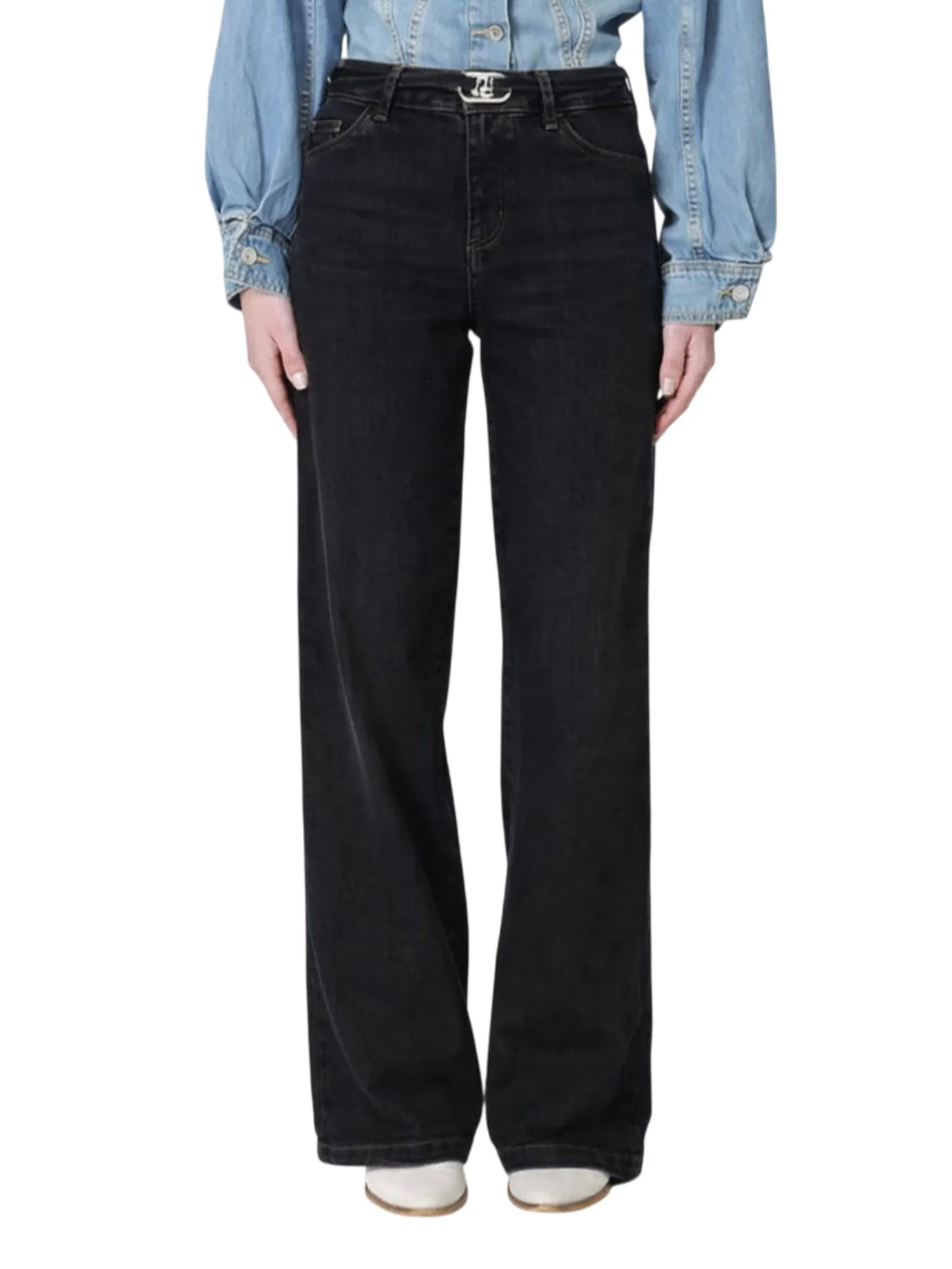 Liu Jo jeans flare vita alta con cintina lavaggio nero