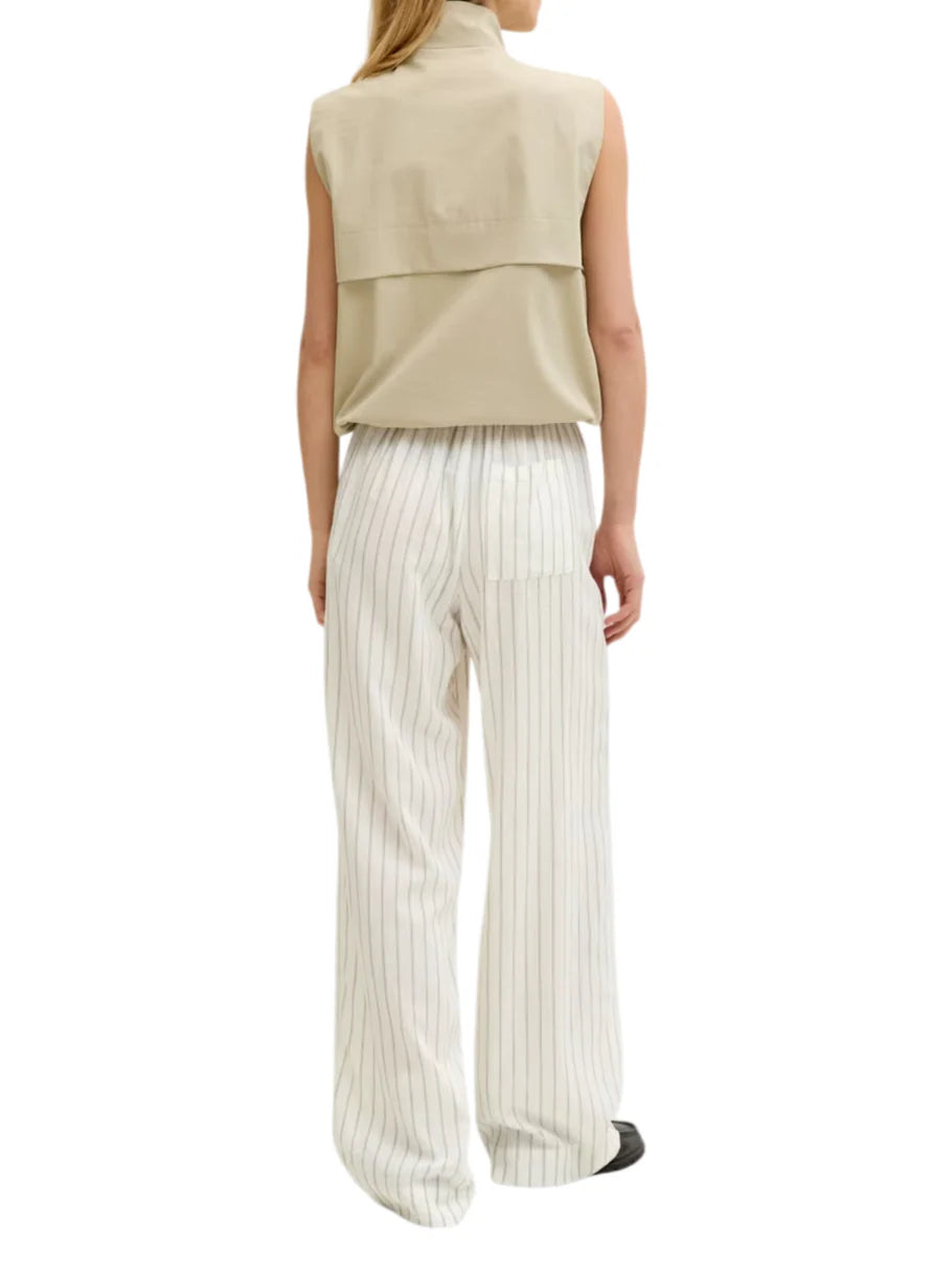Jjxx pantaloni palazzo gessati donna misto lino panna beige
