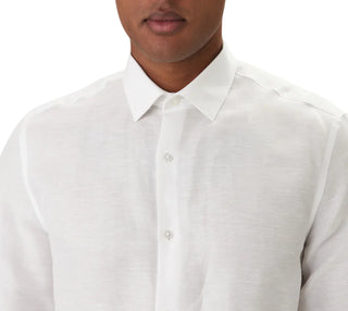 Calvin Klein camicia uomo misto lino slim fit bianco