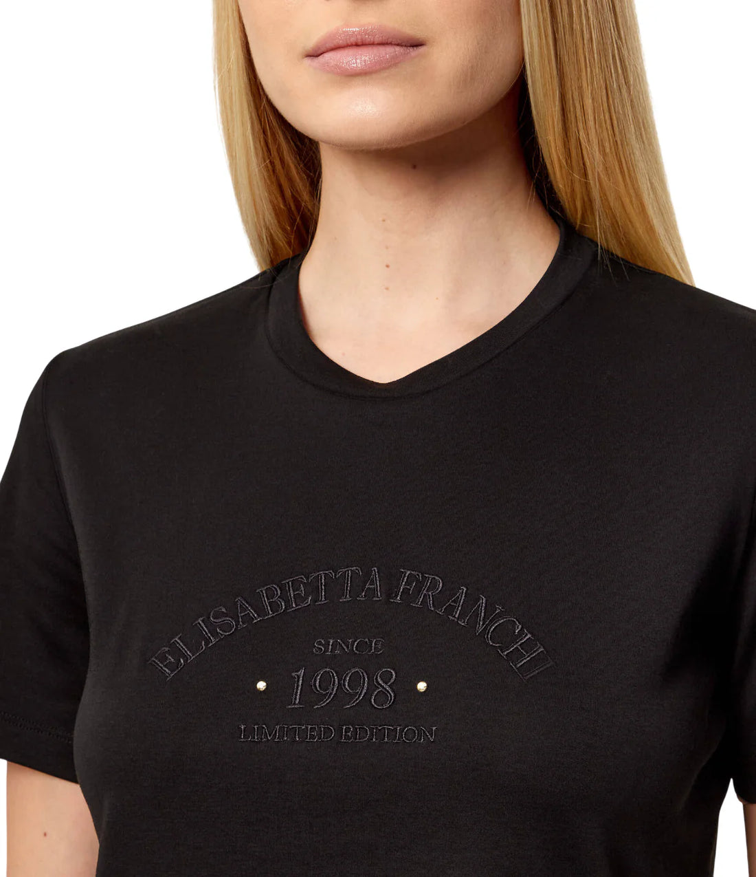 Elisabetta Franchi T-shirt manica corta con logo nero