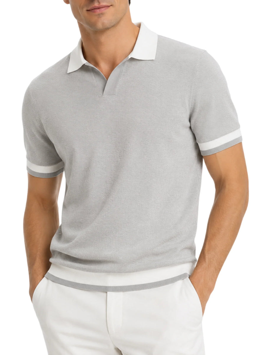 Opificio polo in maglia traforata uomo grigio