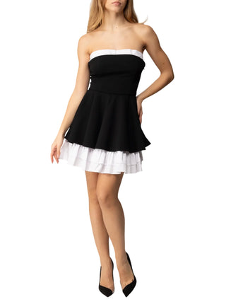 Aniye By abito corto Sandy bicolor con balze nero