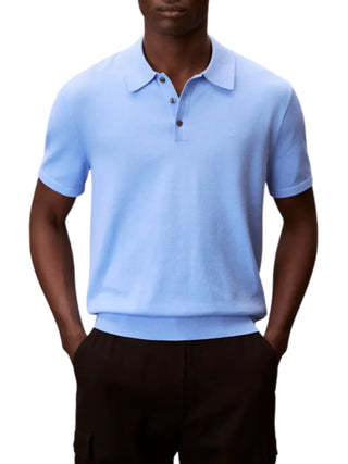 Calvin Klein polo uomo in maglia blu avio