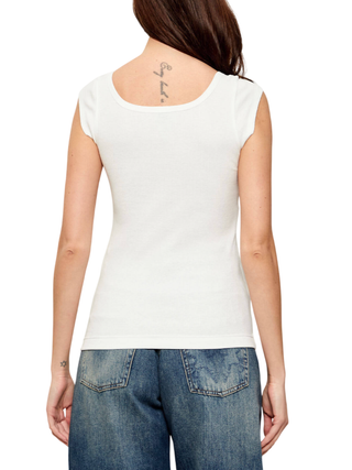 Pinko top a costine Tenace con logo bianco