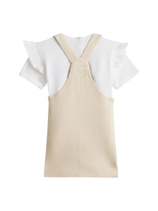 Tommy Hilfiger abito neonata salopette e T-shirt beige bianco