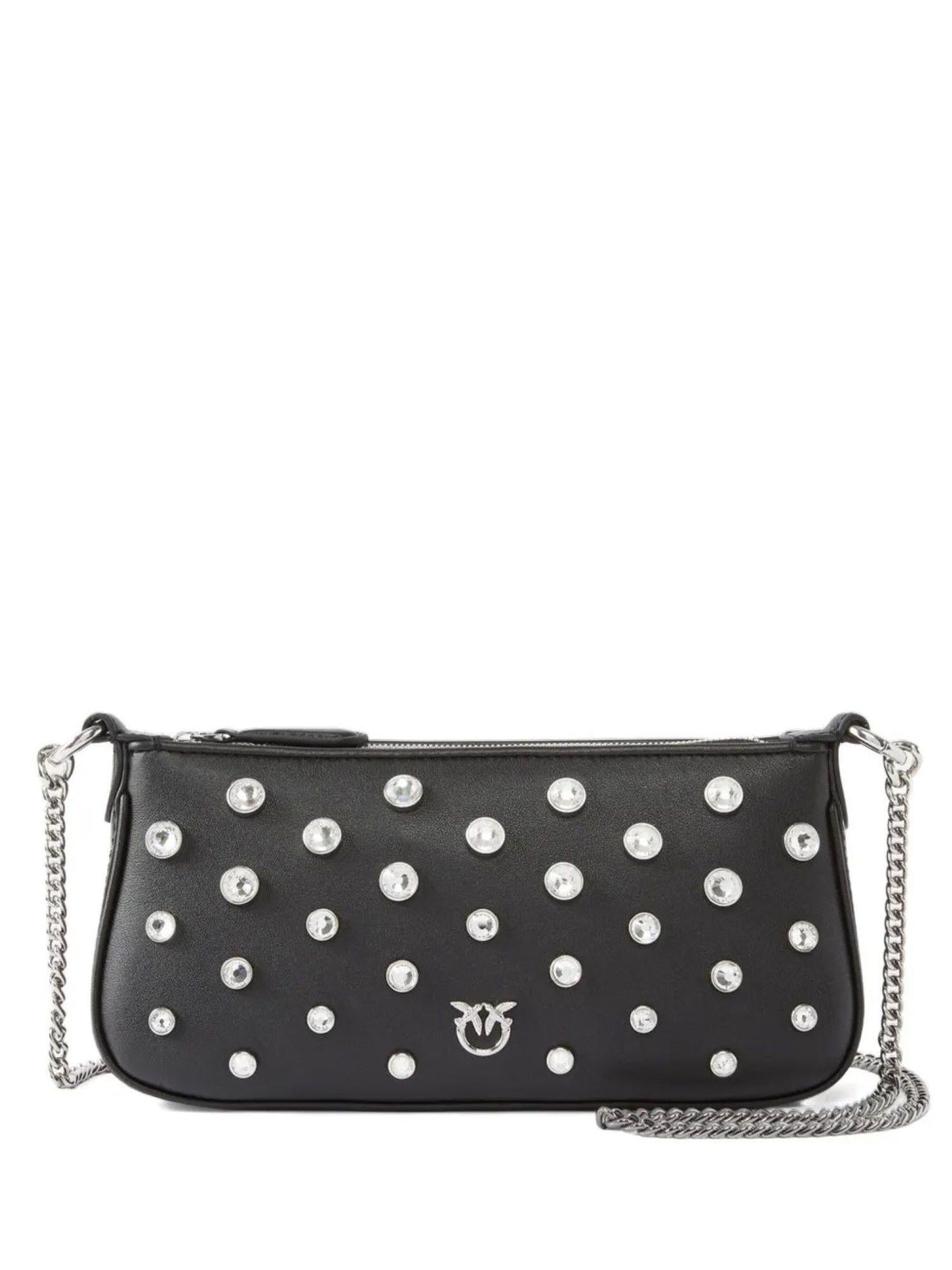Pinko borsa half Moon mini con strass nero