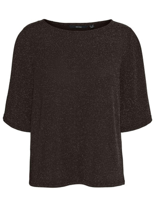 Vero Moda T-shirt manica corta in lurex marrone 10296866 CHOCOLATE TORTE-COPPER LUREX VERO MODA
