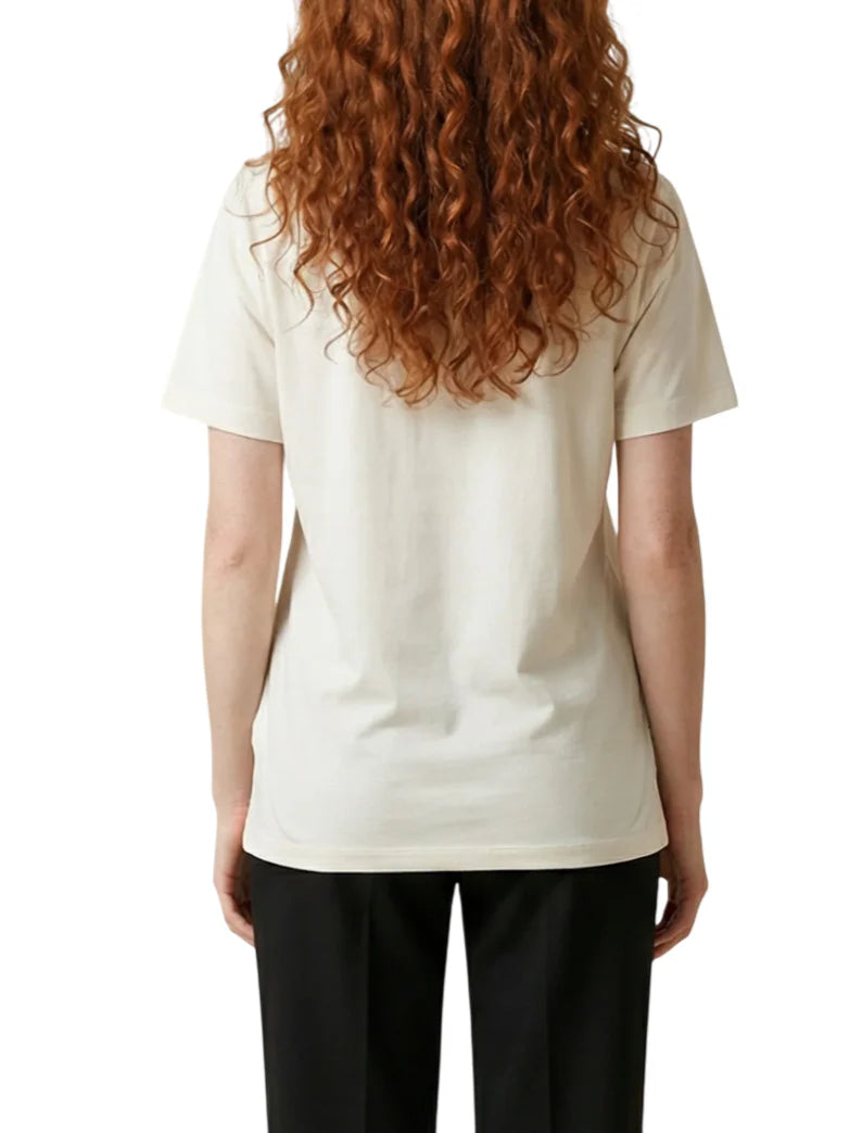 Liu Jo T-shirt donna manica corta con strass bianco latte