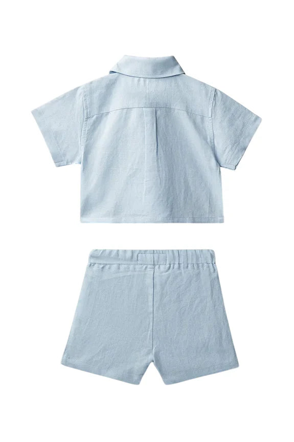 Calvin Klein completo bambino misto lino celeste