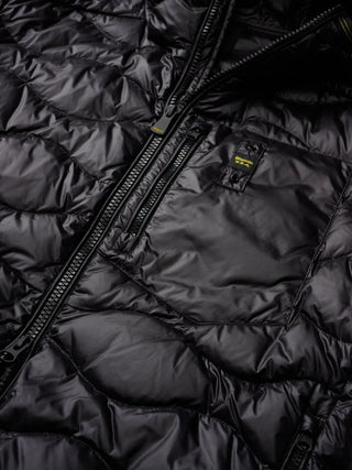 Blauer giubbino imbottito uomo Wave con cappuccio nero