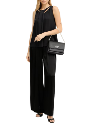 Pinko pantaloni palazzo in raso Tetrix nero 105716-A1Y5 Z99 PINKO