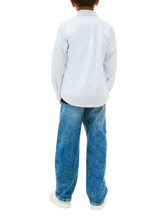 Tommy Hilfiger camicia a righe bambino celeste bianco