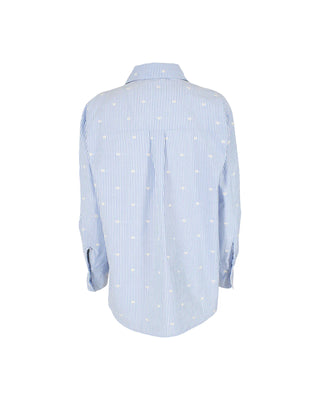 Yes Zee camicia donna a righe con cuoricini celeste bianco