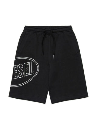 Diesel bermuda bambino in felpa con logo nero