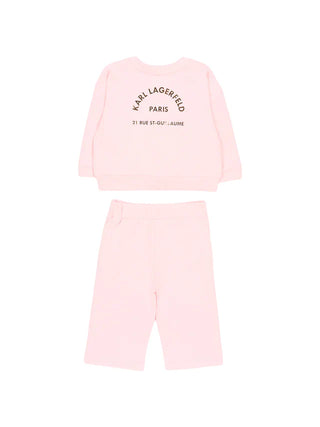 Karl Lagerfeld completo bambina felpa pantaloni T-shirt rosa