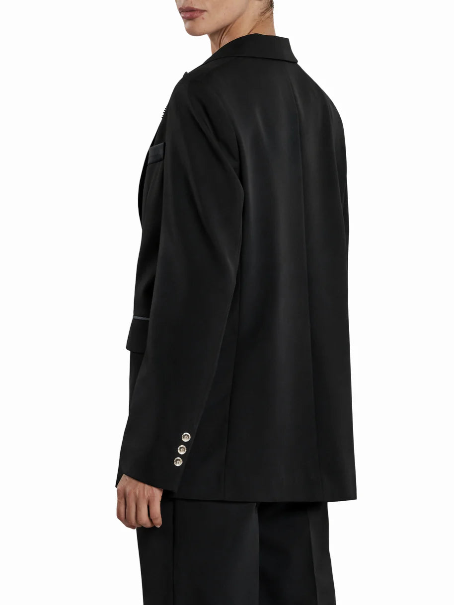 Relish giacca blazer Satyne con dettagli satin nero
