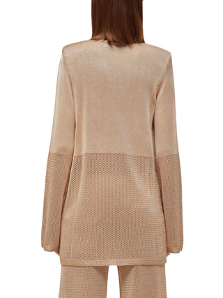 Blugirl cardigan crochet donna in viscosa con applicazioni floreali beige