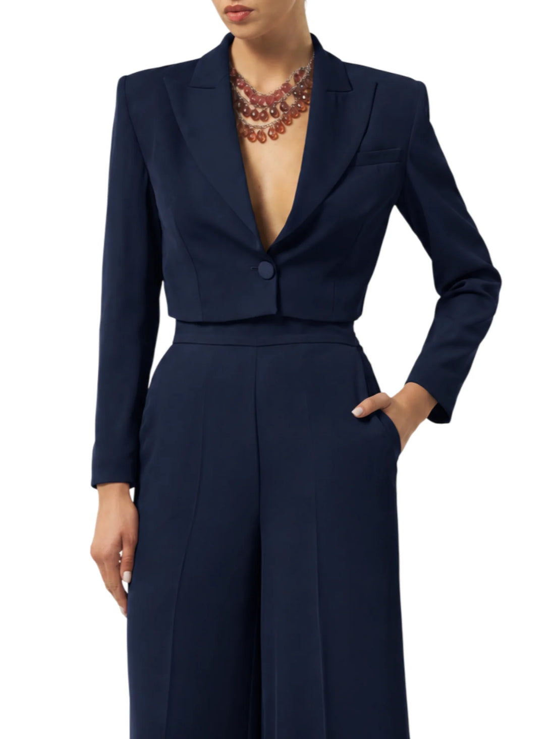 Silence giacca blazer crop donna Charme blu