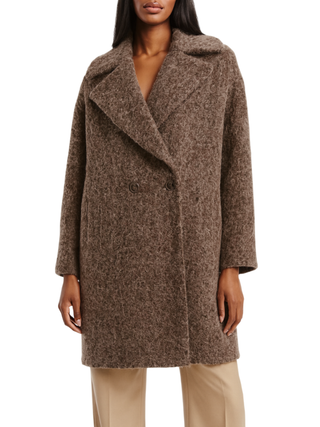 Marc Ellis cappotto doppiopetto in tessuto bouclè marrone MCLJ0105 112 MARC ELLIS