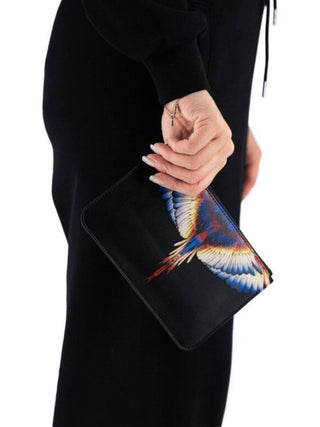 County of Milan pochette donna con stampa iconica nero COMAF250168 NERO-YELLOW WINGS COUNTY OF MILAN