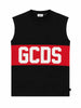GCDS T-shirt smanicata bambino con banda logo nero rosso