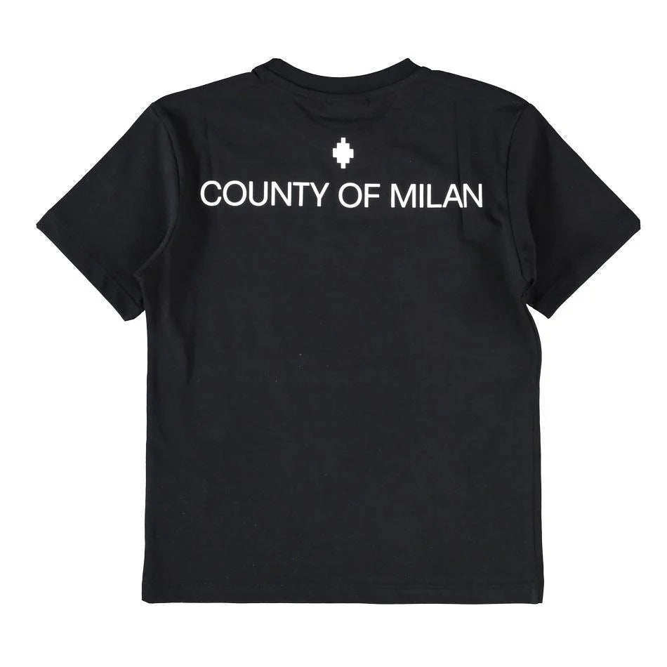 County of Milan T-shirt bambino manica corta con stampe nero