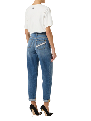 Elisabetta Franchi jeans egg con lucchetto gioiello lavaggio blu