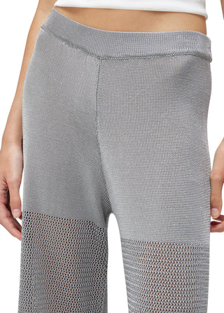 Blugirl pantaloni gamba larga crochet in viscosa grigio