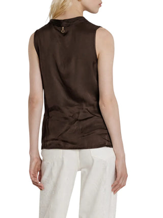 Relish blusa smanicata Wolfy in raso marrone