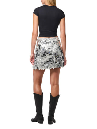 Pieces gonna corta con paillettes argento