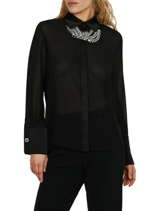 Relish camicia Vulec in georgette trasparente nero VULEC 1199 RELISH 